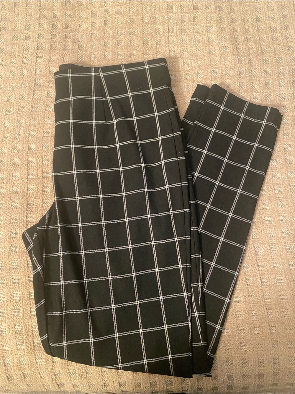 Calvin Klein Black Pants with White Windowpane Plaid